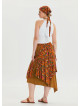 Mustard Bohemian Skirt with Elastic Waist and Tie Detail 4520